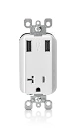 20-Amp USB Charger/Tamper-Resistant Receptacle, 125-volt, 2.1-amp, White, T5830