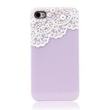 Hand Made Lace and Pearl Purple Hard Case Cover for iPhone 4 4G 4S ~ Solid Dealio