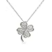 Eve's Addiction Good Luck Sterling Silver Pave CZ Four Leaf Clover Pendant