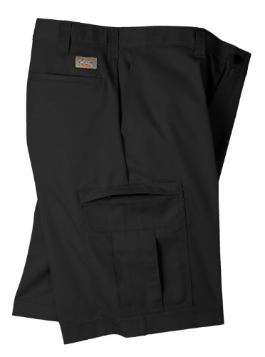 Dickies Occupational Workwear LR542BK 38 Polyester/ Cotton Relaxed Fit Men's Premium Industrial Cargo Short with Hidden Snap Closure, 38