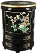 Asian Furniture & D&eacute;cor - 18" Japanese Design Lacquered Stool Oriental End Table Cabinet ( Black )