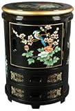 Elegant Asian Furniture & D&eacute;cor - 18" Japanese Design Lacquer Stool End Table Cabinet - 3 Color Choices