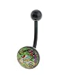 Genuine Ed Hardy Anodized Black Belly Ring - Green Dragon Logo in 10mm - 14 Gauge - 5mm Ball - Sold Individually