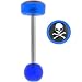Blue Acrylic Skull and Crossbones Logo Barbell Tongue Ring