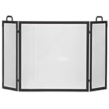 Three-Fold Rivet Black Wrought Iron Fireplace Screen