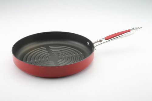 KitchenAid Gourmet Fundamentals Hard-Based Porcelain 11-Inch Deep Round Grill, Red