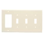 Leviton 80732-W 4-Gang 3-Toggle 1-Decora/GFCI Device Combination Wallplate, Standard Size, Thermoplastic Nylon, Device Mount, White $8.00