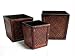 Square Planters w/ Diamond Design Bamboo &amp; Rattan Weave Set of 3