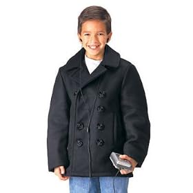 Kids US Navy Type Black Peacoat- Black Color