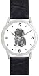 DACHSHUND LH DOG (MS) - WATCHBUDDY&reg; DELUXE SILVER TONE WATCH - Black Strap - Small Size (Standard Women's Size)