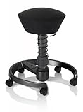 SWOPPER STANDARD 3D-Aktiv-Bürostuhl Hocker Sitzpolster Normal, Farbe schwarz, Federfarbe schwarz, Basis Anthrazit, Fussring mit Rollen nach DIN EN 12529, Feder SMALL 40 - 80 kg (SWOPS10RSML)