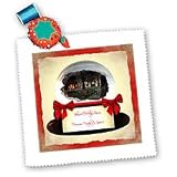 Blessed Christmas Snowglobe with Cabin - 10x10 Inch Quilt Square