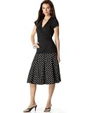 Charter Club Petite Cap-Sleeve Wrap Top & Polka-Dot A-Line Skirt