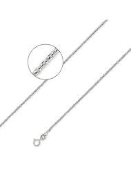 14K Solid White Gold Rolo Chain Necklace 1.6mm (1/16 in.) - 18 in.