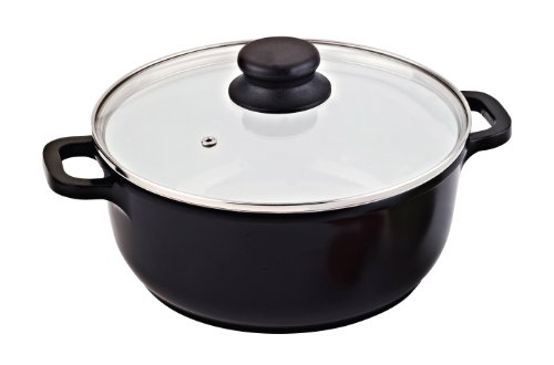 Vinaroz Die Cast Aluminum with Ceramic Coating 24-Cm 4.2-Quart Casserole with Lid and Vent, Black