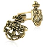 US Navy Anchor Cufflinks Gold With Presentation Box