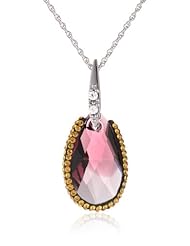 Sterling Silver Swarovski Crystal Oval Pendant Necklace, 18"