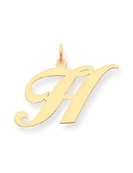 14k Yellow Gold Small Fancy Script Initial H Letter Charm YC650H