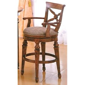 Rustic Oak Finish Wooden Swivel Barstool 30