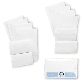 Gerber 12-Pack Prefold Birdseye 3-Ply Cloth Diapers, White