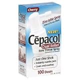 Cepacol Dual Relief Sore Throat Spray, Cherry Flavor 0.75 Oz 31DB0m54MFL. SL160 Cepacol Dual Relief Sore Throat Spray, Cherry Flavor 0.75 Oz