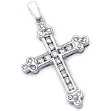 14K White Gold Purity Diamond Cross Pendant