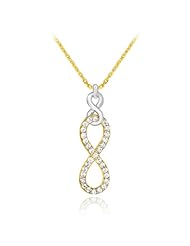 14k Two Tone Gold Vertical Infinity Clear CZ Necklace