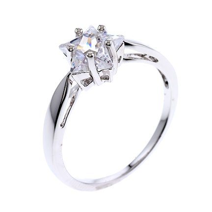 Star Shape CZ Diamond Bridal Engagement Ring