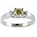 Jewelry : 0.46ct.tw round cut yellow diamond & 0.22ct.tw diamond in 18k white gold ring