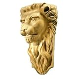 12-1/2H X 6-1/2W x 6-1/4D, Hand Carved Hand Wood Lion Head Corbel. (Zakros Designs)