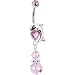 Fancy Pink Heart Dolphin Bead Dangle Banana Belly Ring