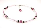 Rose October Birthstone Sterling Silver Ankle Bracelets:Swarovski Crystal Adjustable Beaded Anklets. for GemstoneGifts Handmade Jewelry