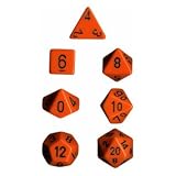 Polyhedral 7-Die Opaque Dice Set - Orange with Black