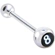 Black and White EIGHT BALL Logo Barbell Tongue Ring