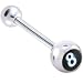 Black and White Eight Ball Logo Barbell Tongue Ring