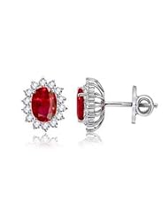 .86ct Ruby & Diamond Stud Earrings 14k Gold