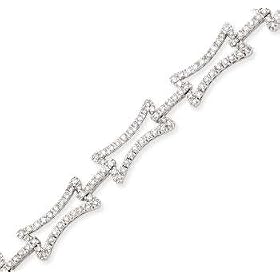 14K White Gold Links Hourglass Diamond Charm Bracelet by