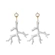 Kenneth Jay Lane Branch Coral Pierced Earring with White Top