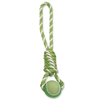Flossy Chews Twister Pull Tug with Tennis Ball for Dogs, Medium, 15-Inch