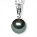 Jewelry : 18K white gold Victorian Black Tahitian cultured pearl and diamond pendant