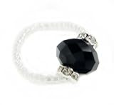 Jet Hematite Single Band Solitaire Swarovski Crystal Ring