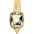 14K Yellow Gold Prasiolite (Green Amethyst) and Diamond Pendant