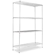 Alera Wire Shelving Starter Kit, 4 Shelves, 48w x 18d x 72h, Silver