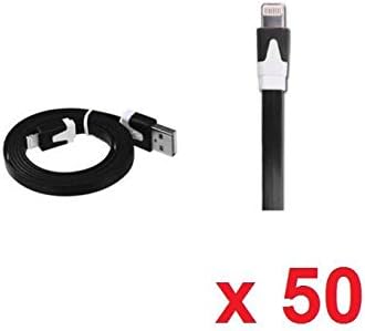 SeattleTech New Wholesale Pack of 50 iPhone 5 5S 2M/ 6Ft. Flat Noodle Micro USB Charge and Sync Data Cable- Black