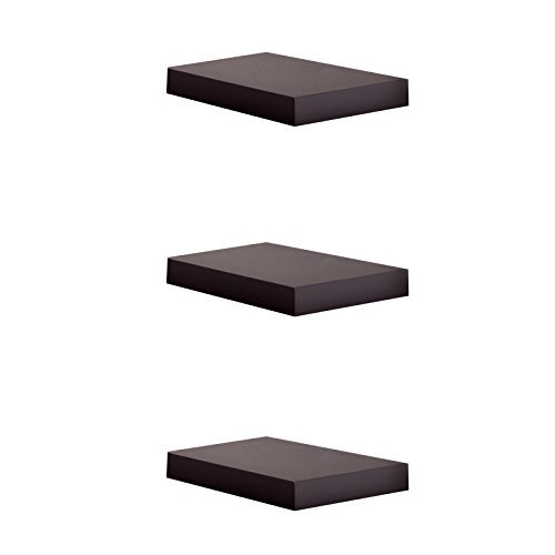 WELLANDÂ® Chicago Floating Wall Shelves, 10-inch, Set of 3, Espresso