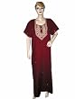 Embroidered Caftan Casual Lounge Dress Maroon Red Kaftan