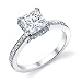 Palladium Jessica Princess Cut Ring With Diamond Studded Prongs (.42 ctw.) Pave Vintage Princess Cut Diamond Band Round Cut Channel Set G-H SI1 - Engagement Ring Size 7 - Center Stone Not Included