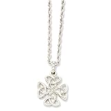 Silver-tone Celtic Trinity Cross 16in w/ext Necklace