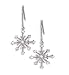 Rhodium Plated 8 Point Snowflake Earrings on French Wire with 9 CZs