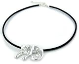 Sterling Silver & Diamond Panther Slider with Black Leather Necklace